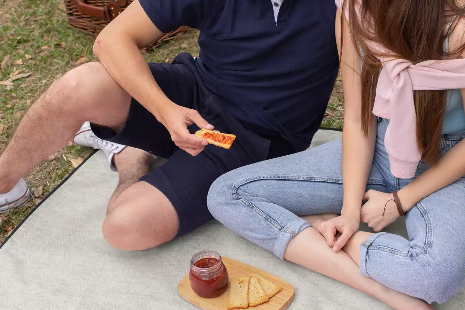 picnic blanket with strap