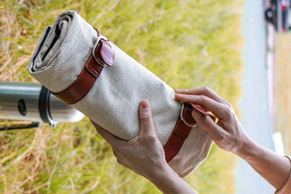 picnic blanket with strap